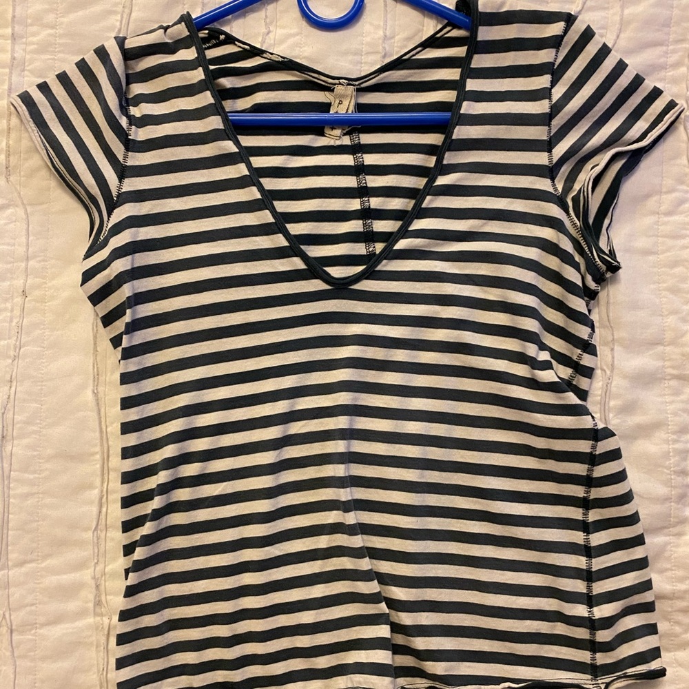 Blue and white striped tee